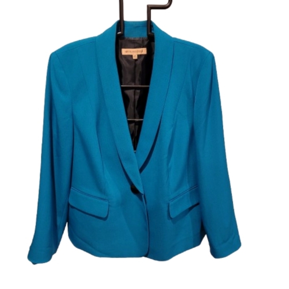 Nipon Boutique Single Button Shawl Collat Blazer Teal Blue 16W - Picture 3 of 13